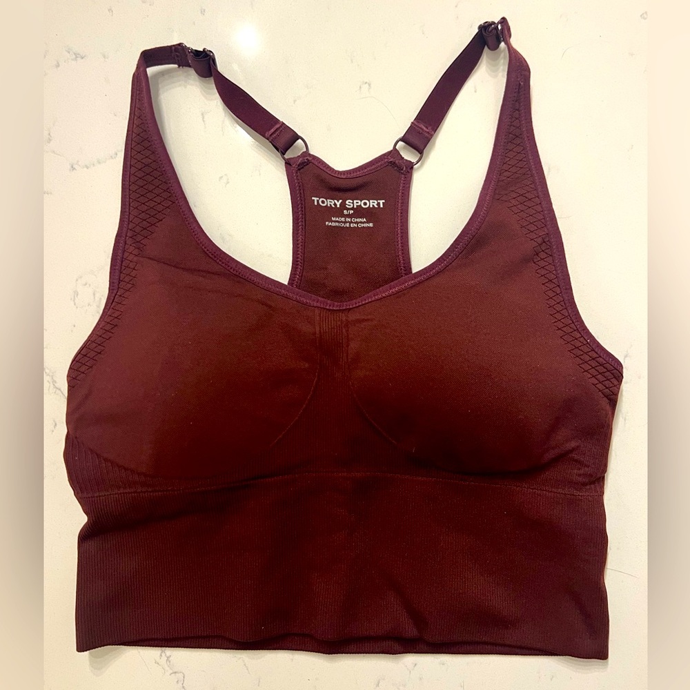 Tory Sport maroon/ burgundy sports bra. Size S